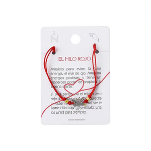 Bracciale in acciaio inossidabile con farfalla PULSERA 12 pezzi Amuleto fatto a mano con filo rosso per protezione e fortuna - Product Image 2