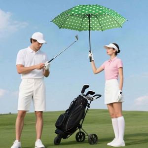 Parapluie droit promotionnel imperméable pour le golf avec protection UV, ouverture semi-automatique, logo personnalisé pour cadeaux d'affaires - Product Image 3