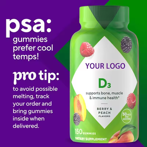 Gommes multivitaminées pour enfants avec vitamines C, D3 et zinc. Soutient le système immunitaire et l'énergie. À <span class=keywords><strong>base</strong></span> de pectine, sans sucre. OEM/ODM. - Product Image 2