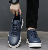 YONGGE Chaussures Bleues pour Hommes, Mocassins Skateboard à Enfiler, Couleur Unie Décontractée, Légères et Confortables pour le Printemps