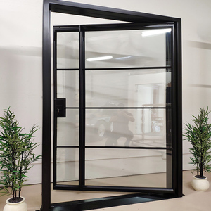 Fenêtres et portes pivotantes en aluminium à rupture de pont thermique en gros, système <span class=keywords><strong>d</strong></span>'<span class=keywords><strong>entrée</strong></span> principale moderne pour bureaux XZ016 - Product Image 4