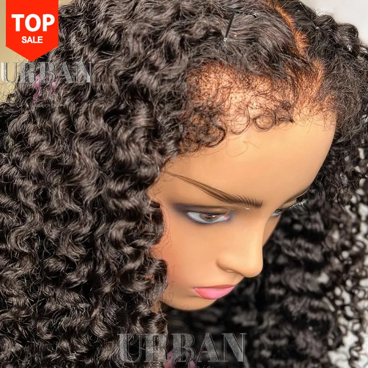 Wholesale Brazilian 13x4 lace front deep curly kinky straight wig with curly edges 4B 4C Curly Wigs