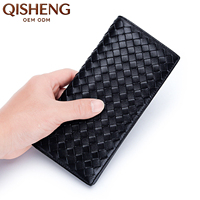 Tas Tangan Kulit Asli Berkualitas Tinggi Motif Anyaman Tangan Multifungsi untuk Menyimpan Ponsel dan Dompet Panjang Grosir Fashion