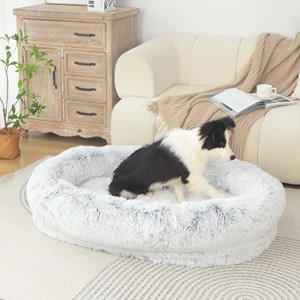 سرير كلاب كبير مخصص عالي الجودة للشتاء، مصنوع من الفرو الصناعي ورغوة الذاكرة، مع غطاء قابل للإزالة والغسل في الغسالة، بنمط صلب - Product Image 5