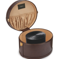 Boîtes de présentation de luxe noires pour chapeaux de baseball à motifs floraux, boîtes rondes portables en cuir personnalisées pour le rangement et l'emballage de chapeaux hauts de forme, idéales comme coffret cadeau.