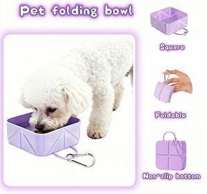 Bol carré pliable en silicone pour chien, 5 couleurs - Portable pour les voyages, la randonnée et le camping avec logo personnalisable - Product Image 4