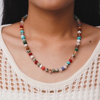 Collier multi-pierres précieuses 8mm perles colorées en pierre naturelle collier de pierres précieuses nouées à la main bijoux