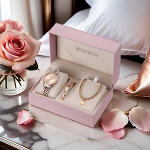 MOQ 100 pièces, montres-bracelets personnalisées avec logo, ensembles de montres pour femmes, cadran arabe, montre à quartz, bracelets en zircon, montre cadeau pour femmes - Product Image 1