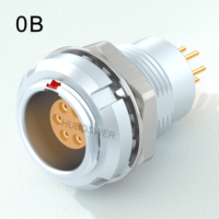 Connecteur circulaire auto-bloquant Push-Pull série 0B à 2-9 broches pour carte de circuit imprimé (PCB), contact droit, IP50 CE/RoHS