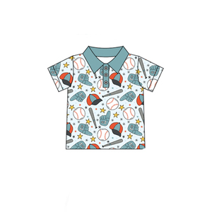 BSPO0668 RTS Boutique Conjunto de ropa con estampado de béisbol azul para bebé, conjunto de ropa de verano, conjunto al por mayor - Product Image 6