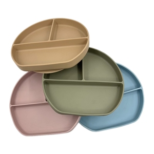 Platos de Silicona para Bebés, Plato con Succión, Vajilla Infantil, Plato para Niños, Plato de Alimentación con Dibujos Animados, Plato de Silicona con Compartimentos - Product Image 3