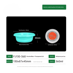 Contenedor Redondo Desechable de Plástico PP para Alimentos, Color Azul Porsche, Hermético, Apto para <span class=keywords><strong>Microondas</strong></span> y Refrigeración - Product Image 4