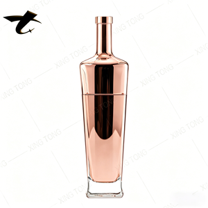 Botellas Cuadradas Vacías de Vidrio Electrochapado de 700 ml Personalizadas para <span class=keywords><strong>Vodka</strong></span>, Tequila, Whisky, con Tapón de Corcho para Brandy - Product Image 4