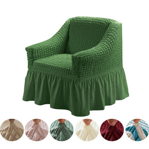 Housse de canapé universelle quatre saisons, moderne, simple, couleur unie, vert foncé, rouge vin, couverture intégrale, élastique, <span class=keywords><strong>gaze</strong></span> à bulles - Product Image 1