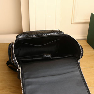 Mochila de cuero genuino para hombre, venta al por mayor, bolsa de ordenador de viaje elegante de calidad superior con forro de poliéster negro - Product Image 6