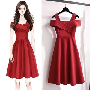 Abito Casual a Spalle Scoperte Linea A 2026, Vestito <span class=keywords><strong>Midi</strong></span> Aderente e Fluido da Donna per Ufficio e Uso Quotidiano - Product Image 2