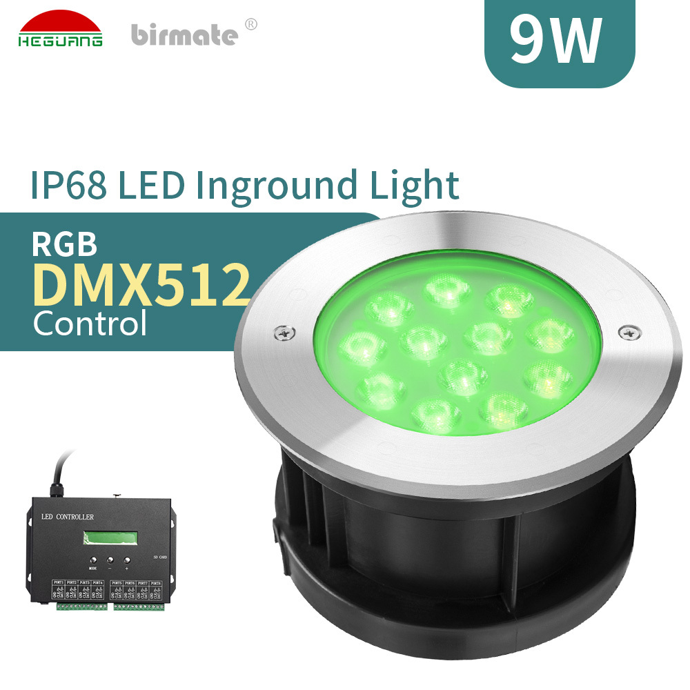 DC24Volt 9Watts SS316L DMX Control Outdoor Round IP68 Linear Inground Light Swimming Pool Lamps