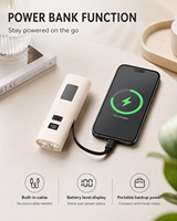Linterna LED Recargable USB Z818 de ABS Color Marfil con Banco de Energía Integrado, Resistente al Agua IP44, 400 Lúmenes, Modos de Luz Alta/Baja/Intermitente/Advertencia Roja