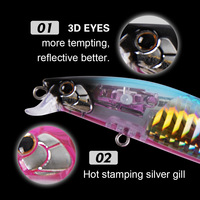 Effet UV 99mm 14g Flash Lame Pêche Minnow Leurre Imprimé Appâts Artificiels Flottants pour Bar Brochet Lac Bateau Appâts de Bain
