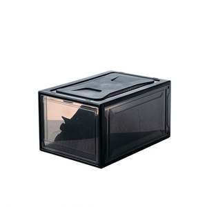 Wholesale Custom logo Acrylic Transparent Drawer Stackable Shoes Box Organizer <b>Black</b> Plastic Storage <b>Sneaker</b> Box for Bedroom - Product Image 1
