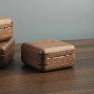 Wooden Jewelry Box Square Natural Wood Color Solid Wood Desktop <b>Storage</b> Box For <b>Rings</b> Necklaces Wedding Gifts - Product Image 2