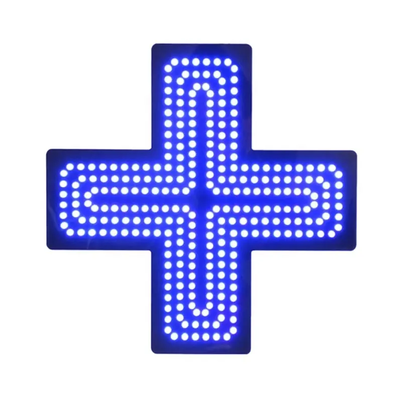 Tela de exposição de farmácia LED luminosa para interior acrílico 48X48cm azul
