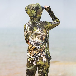 Personnalisé UPF 50 + polyester Camo Print dry-fit chemises de pêche à capuche à manches longues <span class=keywords><strong>t</strong></span>-<span class=keywords><strong>shirt</strong></span> de pêche <span class=keywords><strong>Anti</strong></span> <span class=keywords><strong>UV</strong></span> costume de pêche en plein air - Product Image 6