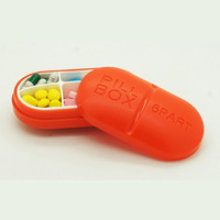 Pilulier portable en plastique de style japonais abordable, en forme de capsule, distributeur hebdomadaire à 6 compartiments, mini pilulier