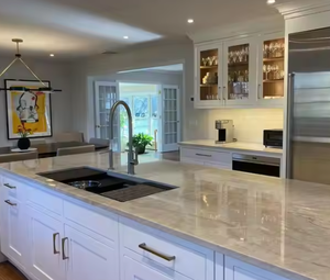 Pietra naturale di lusso brasiliano Taj Mahal giallo quarzite moderna <span class=keywords><strong>lastra</strong></span> di <span class=keywords><strong>marmo</strong></span> per cucina piani pavimento piastrelle Villa Satircase - Product Image 3