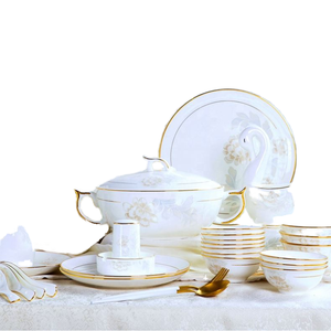Luxury Classic Bone China Glazed Tableware <b>Set</b> Various Specifications Hotels <b>Restaurants</b> Weddings Commercial Use Dishwasher Safe - Product Image 1