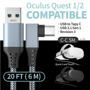 VR Cable 90 Degree Elbow Right Angle 5Gbps Gen1 3.2 USB Type A to Type C Cable for 1 2 VR Link Cable