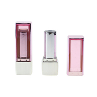 Nouveau design de luxe tendance, tube à lèvres vide en ABS transparent d'un côté, avec capuchon à vis, étui rose semi-transparent