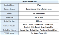 Étrier de frein arrière Brembo F50 à 4 pistons avec disques de frein de 355 mm, idéal pour les jantes de 18 à 19 pouces pour Nissan Patrol Y62