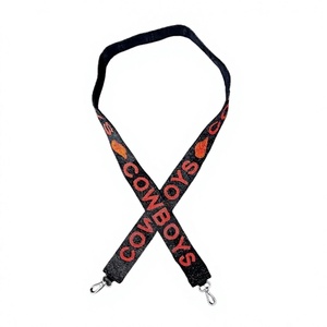 CRYSTAL CRAFT Vintage Eco-friendly Beaded Adjustable <b>Strap</b> with Black and Red Text & Logo Design for Handbag Accessories - Product Image 1