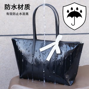 Bolso de mano impermeable para mujer, bolso de hombro de poliéster de gran capacidad, de Color sólido, a la moda, para ir de compras y para ir al trabajo - Product Image 2
