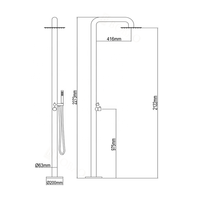Système de douche extérieure autoportant en acier inoxydable 316/304, double poignée chaud/froid, qualité marine pour piscine, hôtel, plage, jardin, finition brossée
