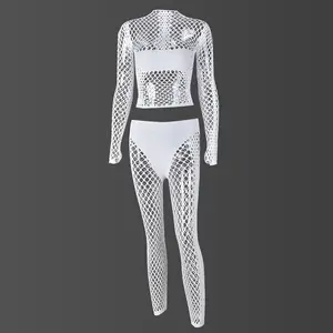 Sexy Navel Exposed Hollow Large Elastic Integrated Tight Fitting Suit For Women
