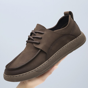 Chaussures bateau décontractées pour hommes à lacets, bout rond, couleur unie, tige en PU, semelle extérieure en caoutchouc, semelle intermédiaire en EVA, amorties, toutes saisons - Product Image 1