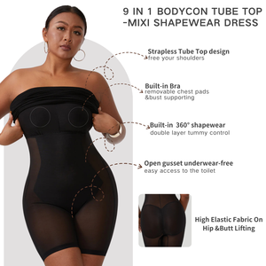 Vestido moldeador interior SHAPERLLS con malla moldeadora integrada Control de barriga Top de tubo sin tirantes Vestidos casuales Vestido largo de <span class=keywords><strong>sirena</strong></span> - Product Image 2