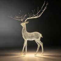Sculpture d'animal LED lumineuse, motif cerf en fil doré, décoration de fête d'Halloween, affichage de jardin, extérieur/intérieur, indice de protection IP65
