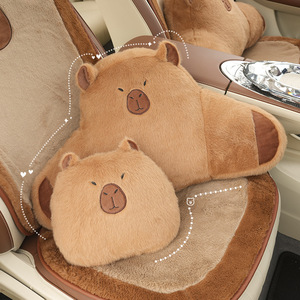 Coussin de soutien lombaire pour voiture Capybara, coussin ergonomique en peluche pour appuie-tête, pour siège auto, utilisable en toutes saisons - Product Image 2