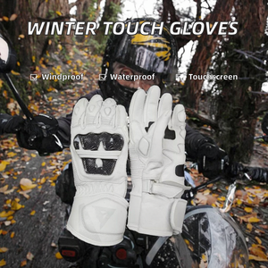 Guantes de invierno para hombre, blancos, de medio dedo, de cuero, cortavientos, de silicona, transpirables, impermeables, con pantalla táctil, para deportes de vela - Product Image 2