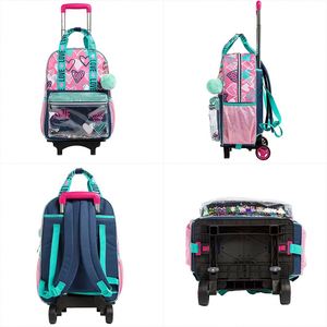 Poignée de chariot de sac à dos scolaire télescopique imperméable en métal, détachable, 6 roues, réglable, robuste - Product Image 5