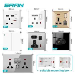 Mode britannique <span class=keywords><strong>2022</strong></span> Standard Ac 240v prises de Surface de miroir en verre complet prises murales - Product Image 6