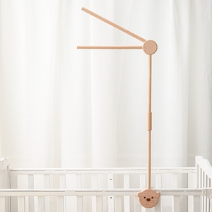 Soporte Móvil para Cuna de Madera de Haya Natural con Oso Adorable, Colgador Antideslizante para Cuna de Bebé, Personalizable OEM - Product Image 2