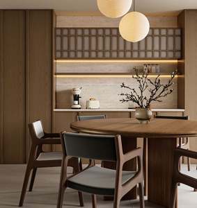 Modern Chinese Style Kitchen Cabinet with Moulding Dining Room Sideboard Bar Cabinets with Molding Lines - Product Image 4