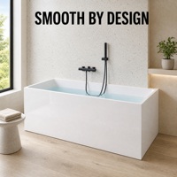 Baignoire autoportante brillante, moderne, rectangulaire, en acrylique, surface lisse et facile à nettoyer pour la rénovation des salles de bain à domicile ou à l'hôtel