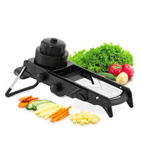 Veilige mandoline-snijmachine voor professioneel gebruik, met roestvrijstalen mes, handmatig verstelbaar voor julienne- en blokjes snijden van groenten