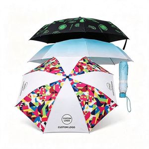 Waterproof Sturdy Pongee Fabric 3-Fold Design Heavy-Duty Custom Printed Custom Logo Sunproof Business <b>Windproof</b> Folding <b>Umbrella</b> - Product Image 1