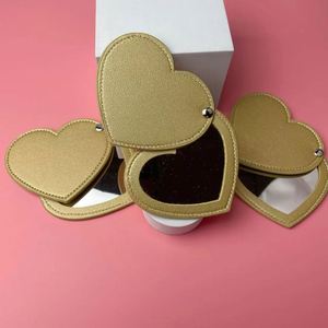 Wholesale Cute Pocket Small <b>Mirror</b> PU Leather Heart Shape Mini Travel <b>Compact</b> <b>Mirror</b> - Product Image 4